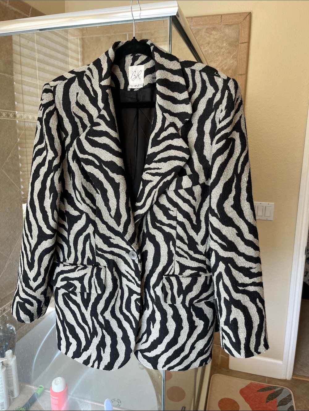 Banana Republic Black & White Zebra-Print Blazer